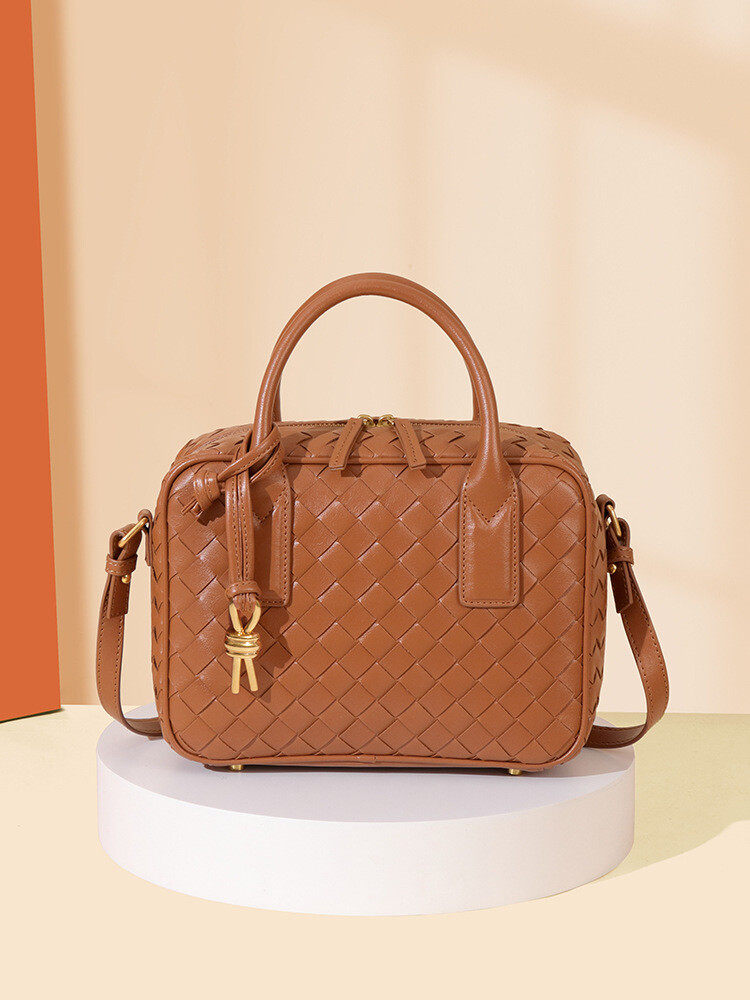 Hand-woven Leather Pillow Bag