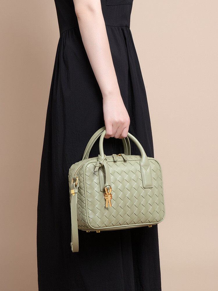 Hand-woven Leather Pillow Bag