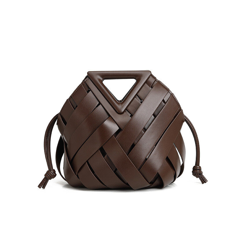 Hand-Woven Leather Basket Bag