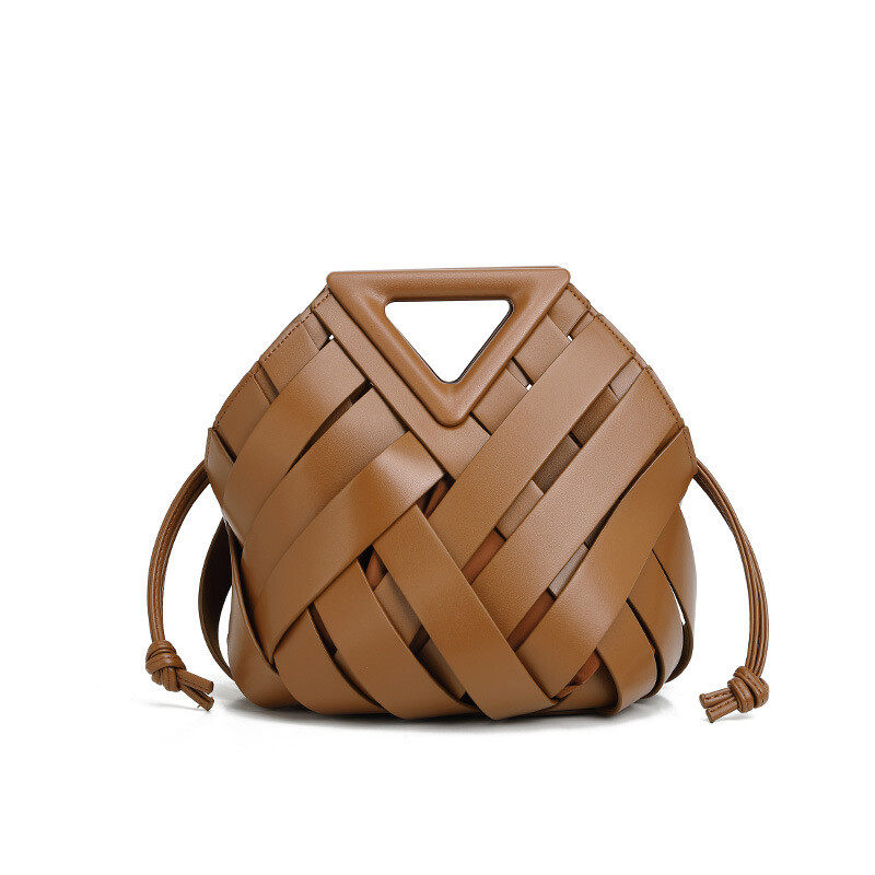 Hand-Woven Leather Basket Bag