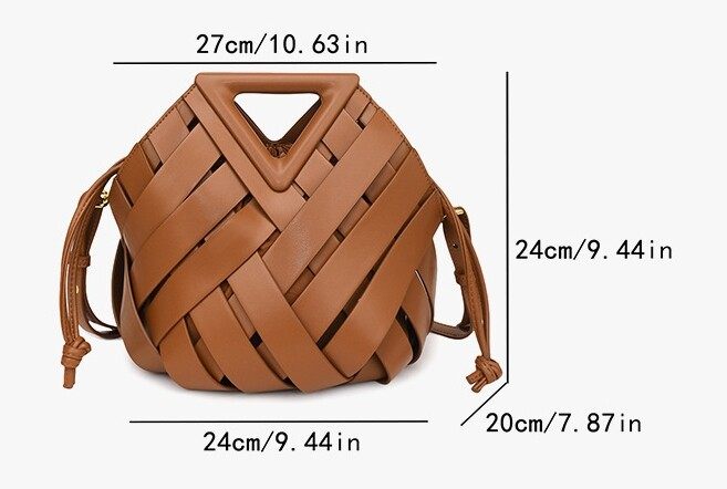 Hand-Woven Leather Basket Bag