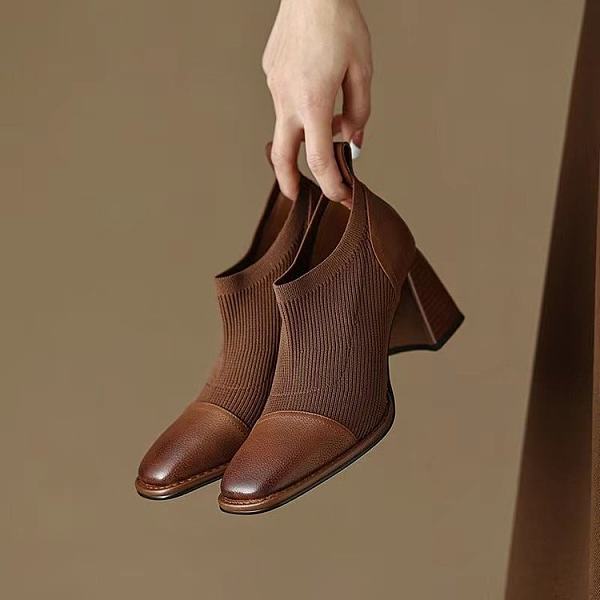 French fashion high-heeled leather shoes