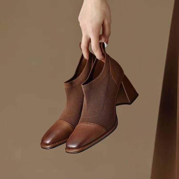 French fashion high-heeled leather shoes