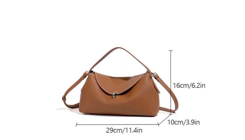 Fashion T-buckle genuine leather bag