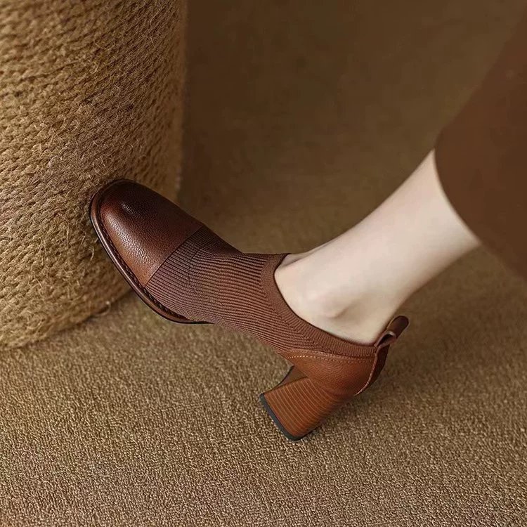 French fashion high-heeled leather shoes