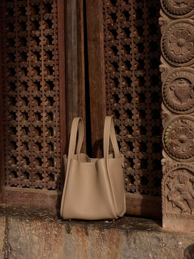 Basket series leather bucket bag