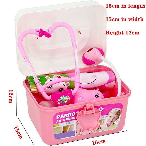 لعبة ممرضة الطبيب الصغير مع سماعة الطبيب والأدوات الطبية وصندوق الأدوية