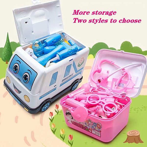لعبة ممرضة الطبيب الصغير مع سماعة الطبيب والأدوات الطبية وصندوق الأدوية