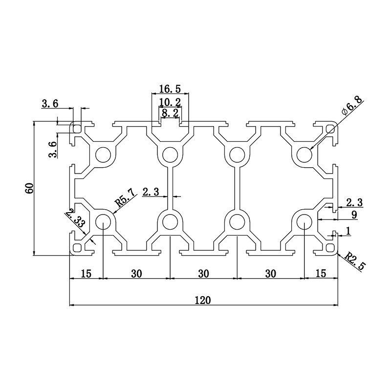 Aluminum slot profile 60120A