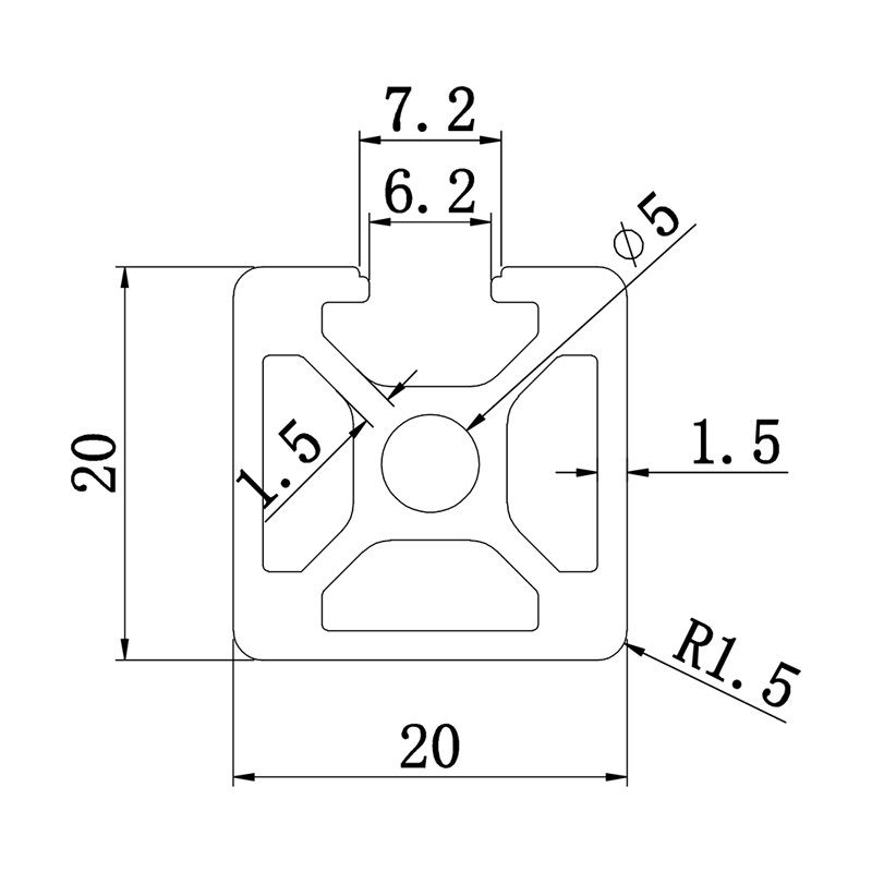 Aluminum slot profile 2020N3