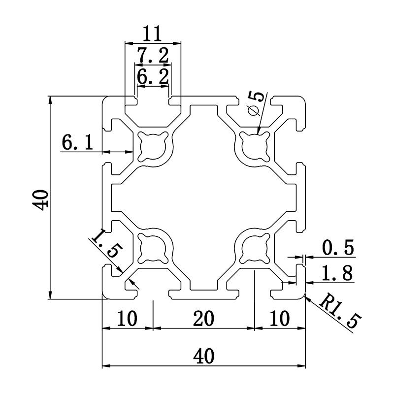Aluminum slot profile 4040G