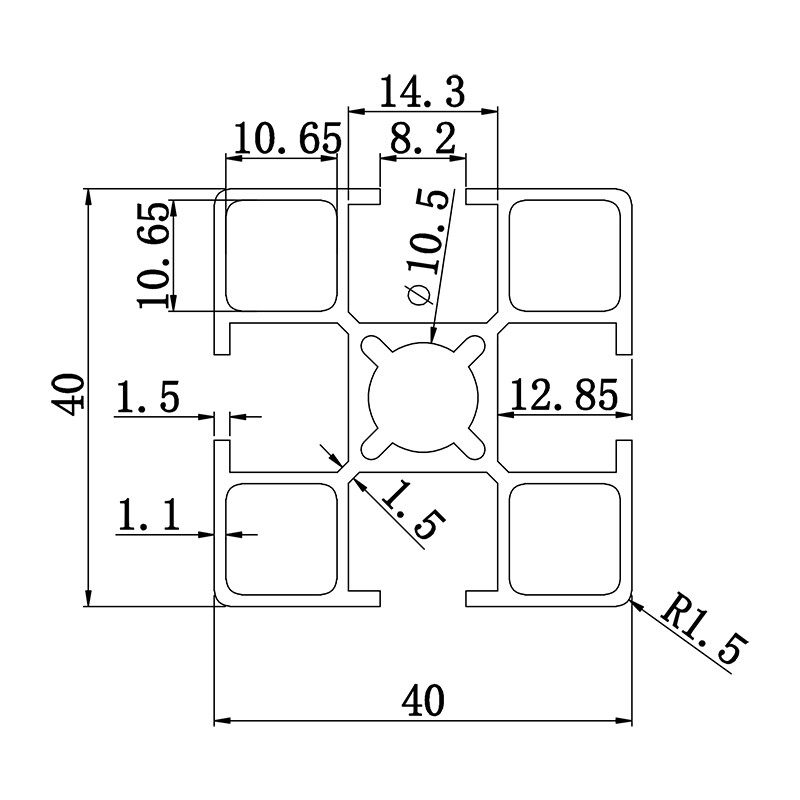 Aluminum slot profile 4040A