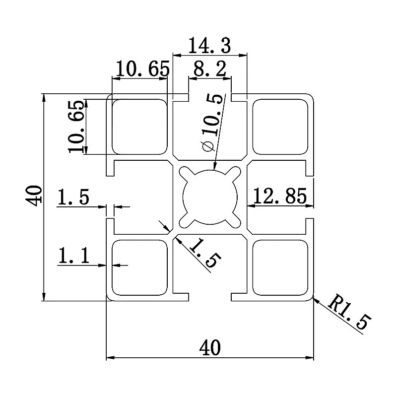 Aluminum slot profile 4040A