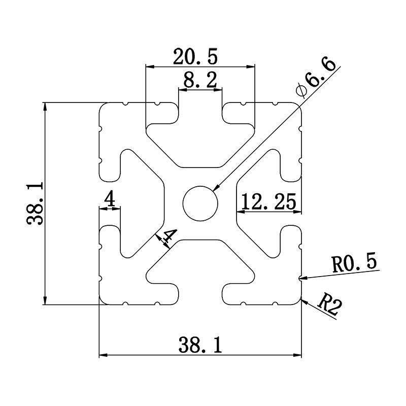 Aluminum slot profile 38.138.1