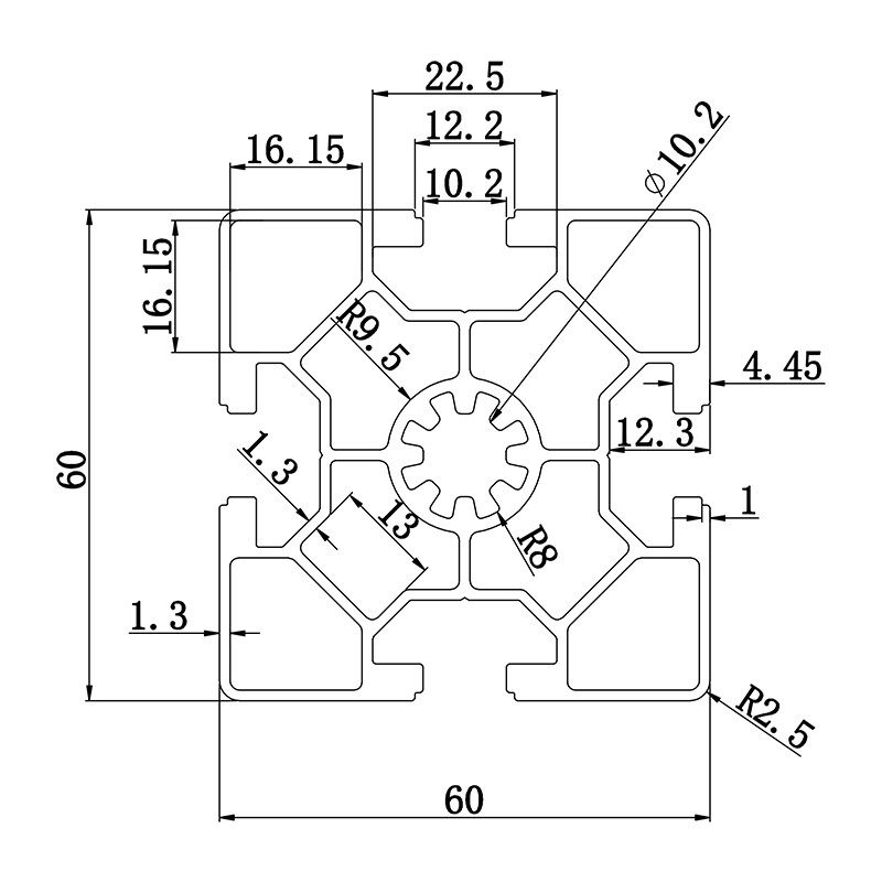 Aluminum slot profile 6060A