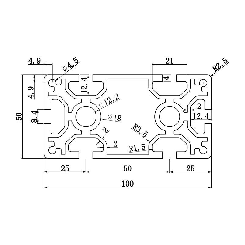 Aluminum slot profile 50100L