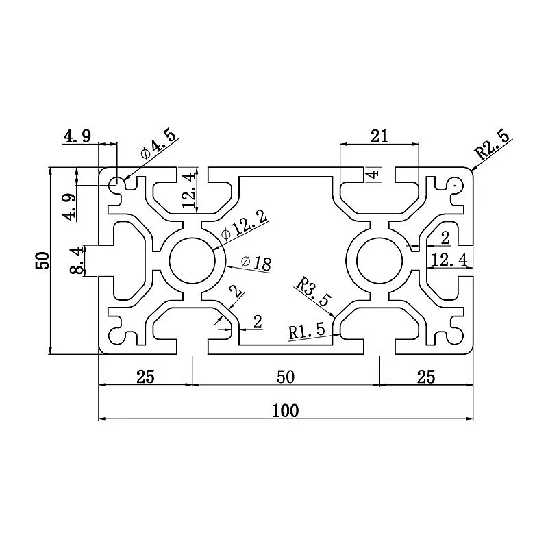 Aluminum slot profile 50100L