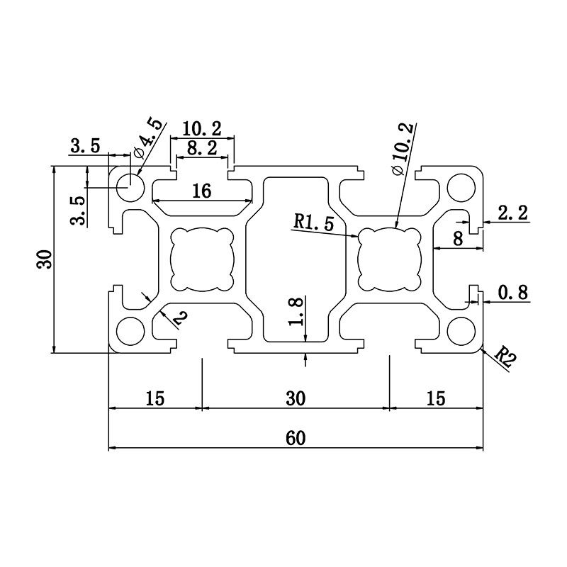 Aluminum slot profile 3030L