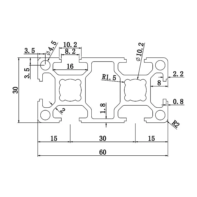 Aluminum slot profile 3030L