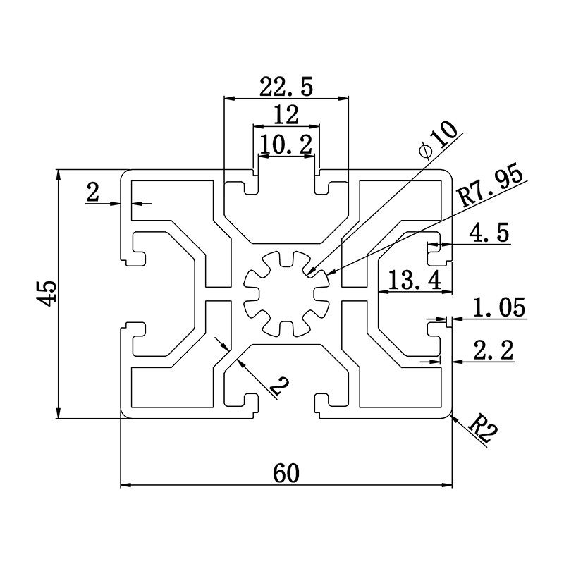 Aluminum slot profile 4560