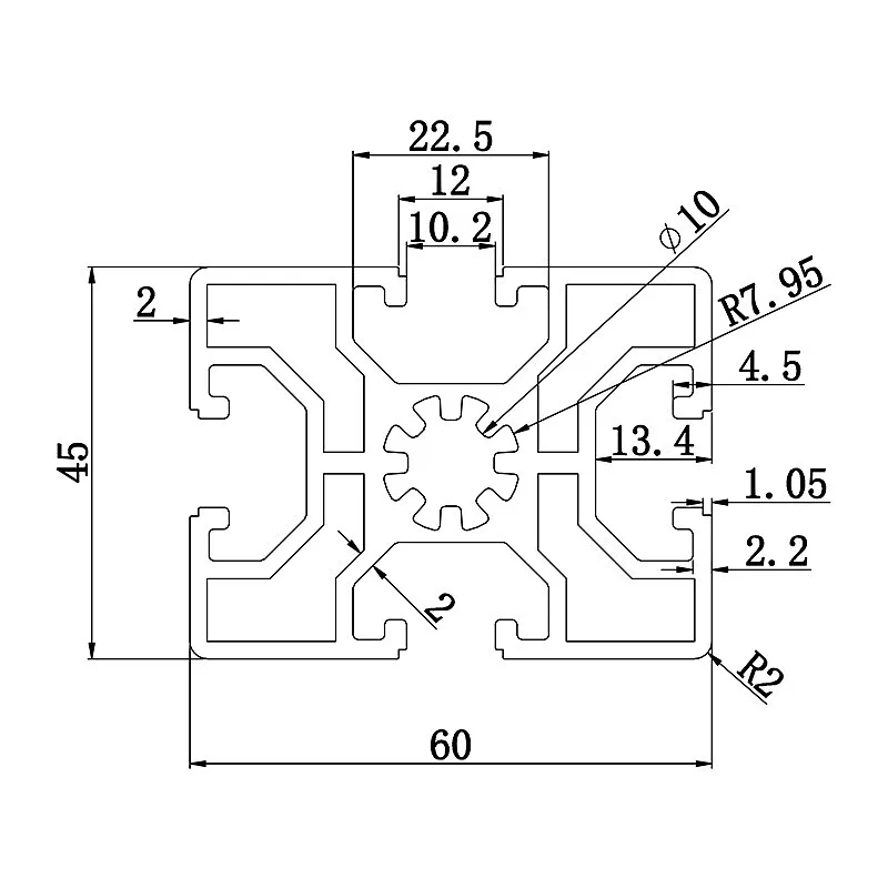Aluminum slot profile 4560