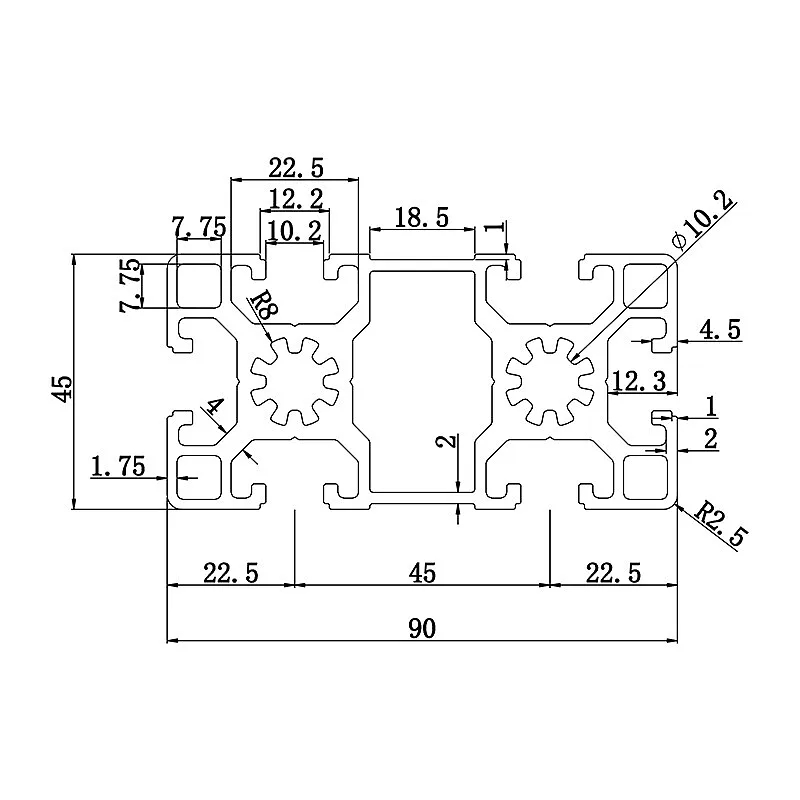 Aluminum slot profile 4590