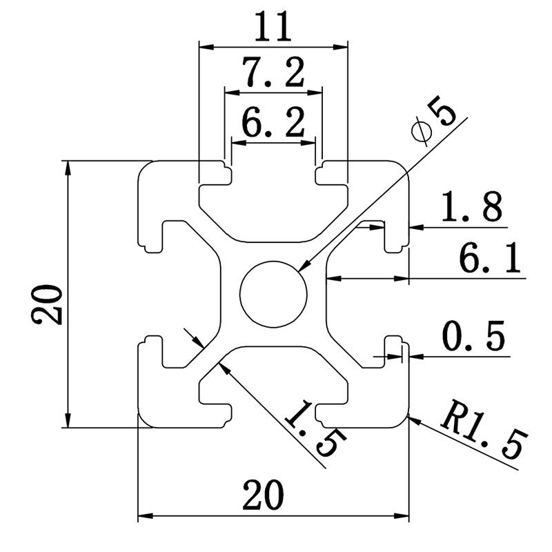 Aluminum slot profile 2020