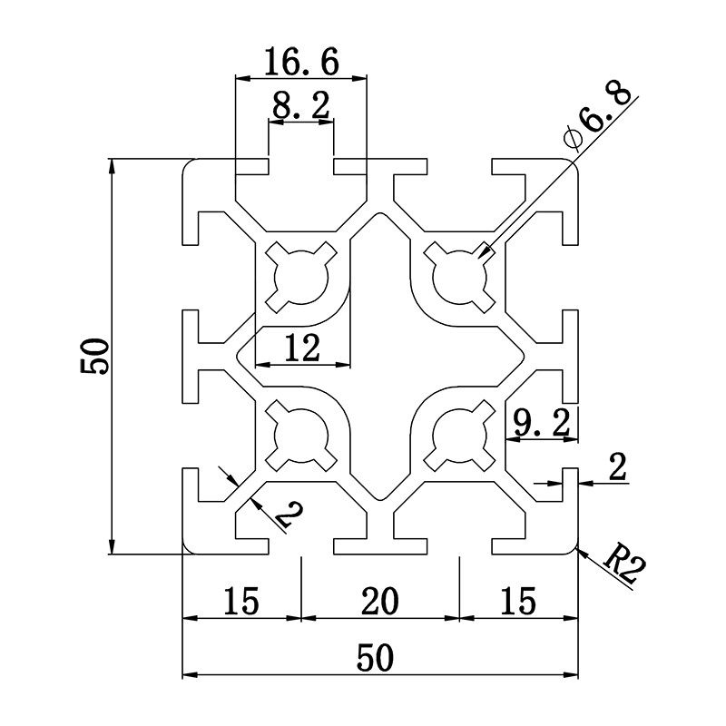 Aluminum slot profile 5050H