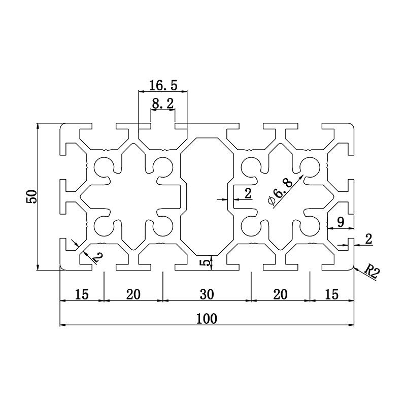 Aluminum slot profile 50100K