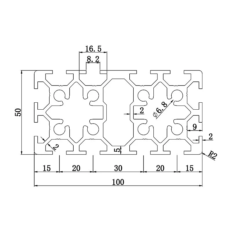 Aluminum slot profile 50100K