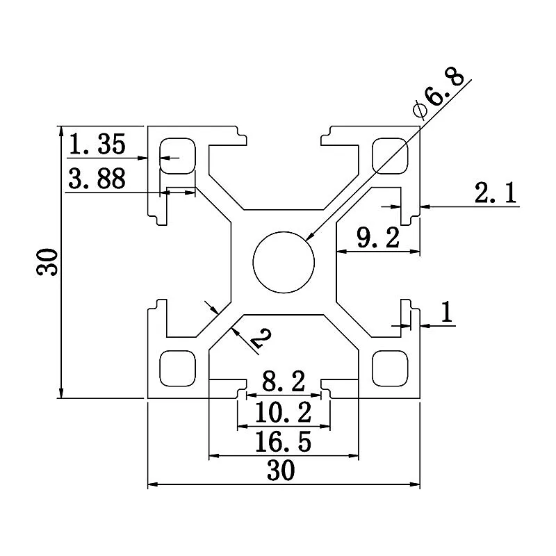 Aluminum slot profile 3030A