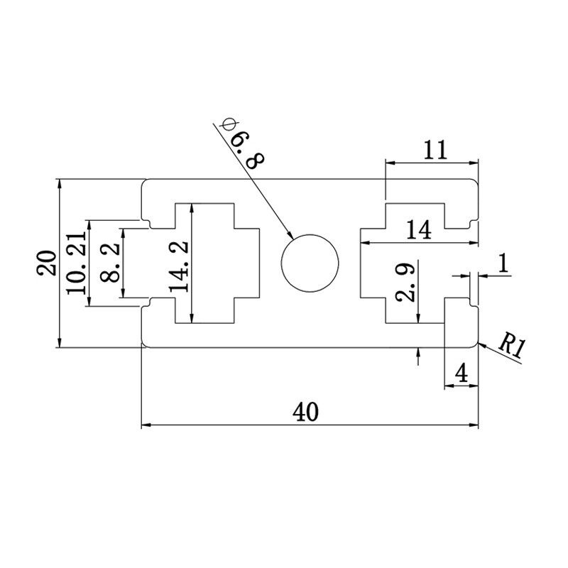 Aluminum slot profile 2040C