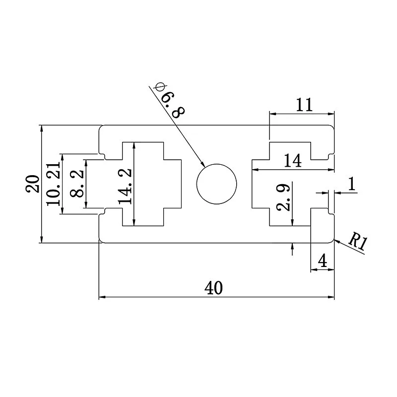 Aluminum slot profile 2040C