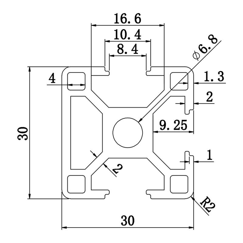 Aluminum slot profile 3030N1