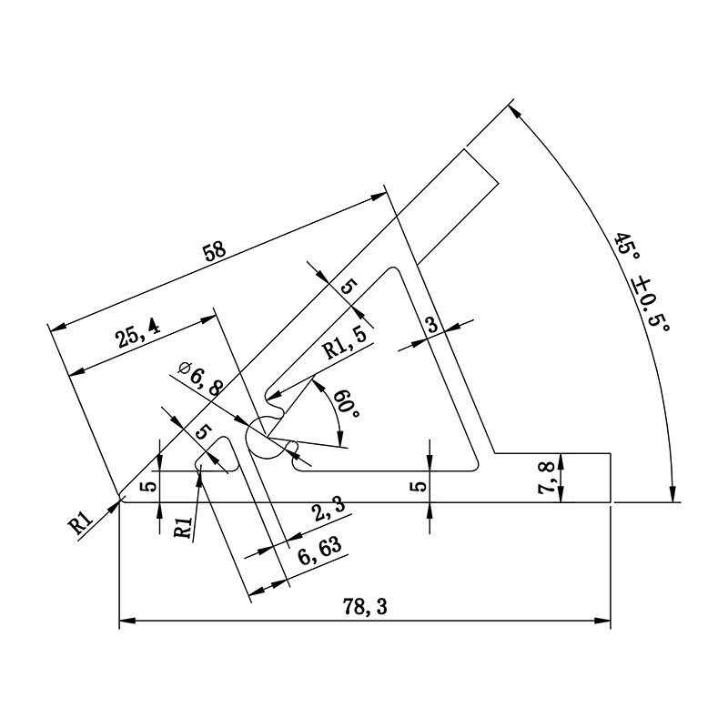 Bracket profile 45 degree