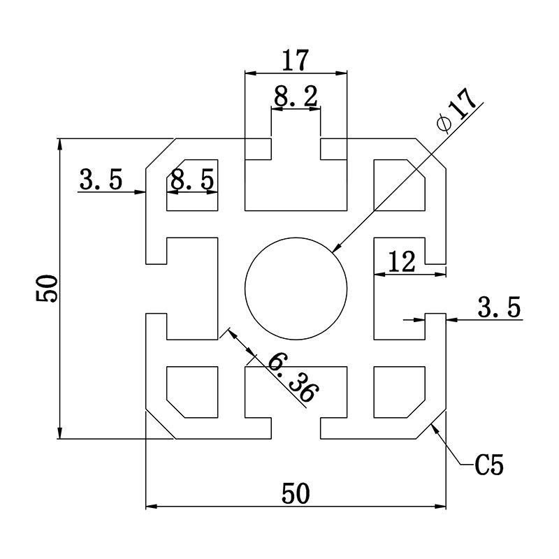 Aluminum slot profile 5050D
