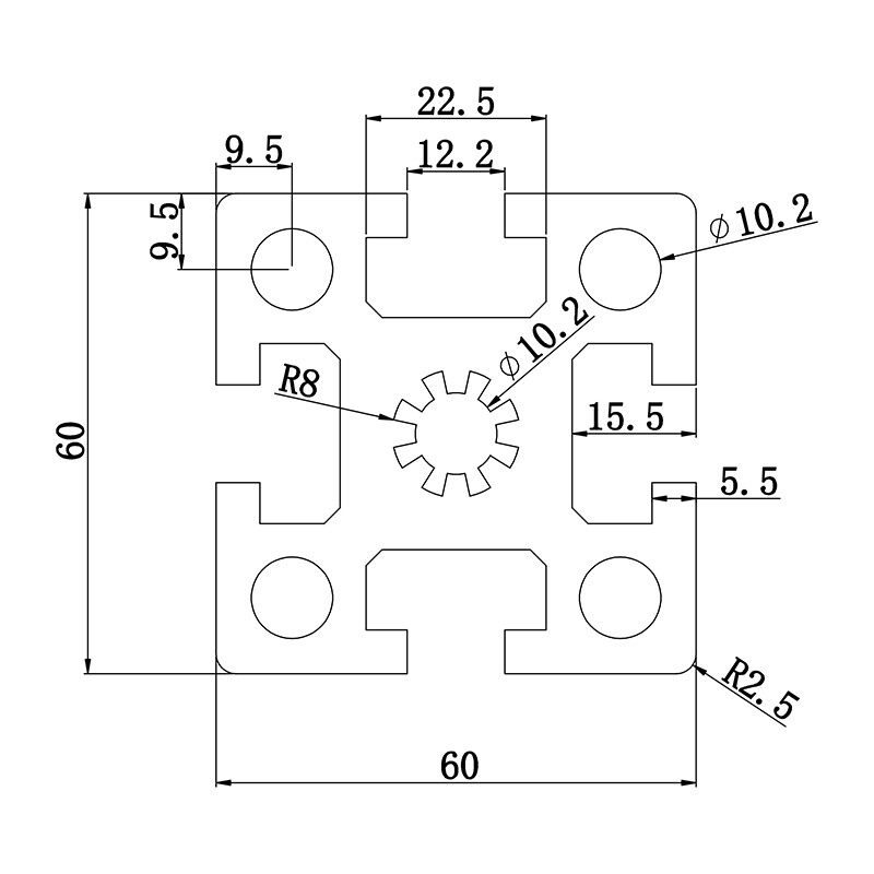 Aluminum slot profile 6060