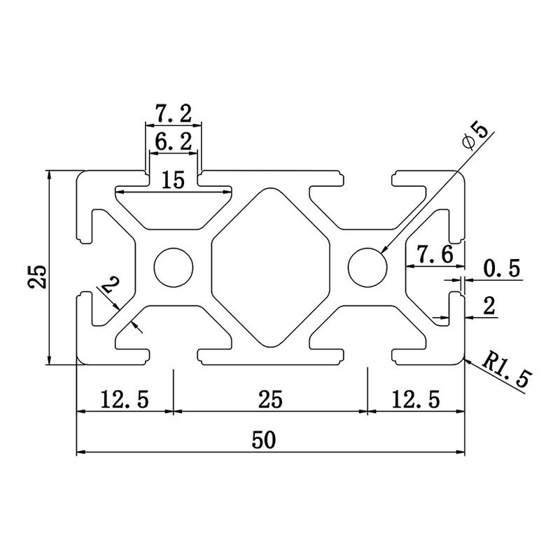 Aluminum slot profile 2550
