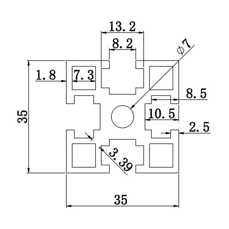 Aluminum slot profile 3535