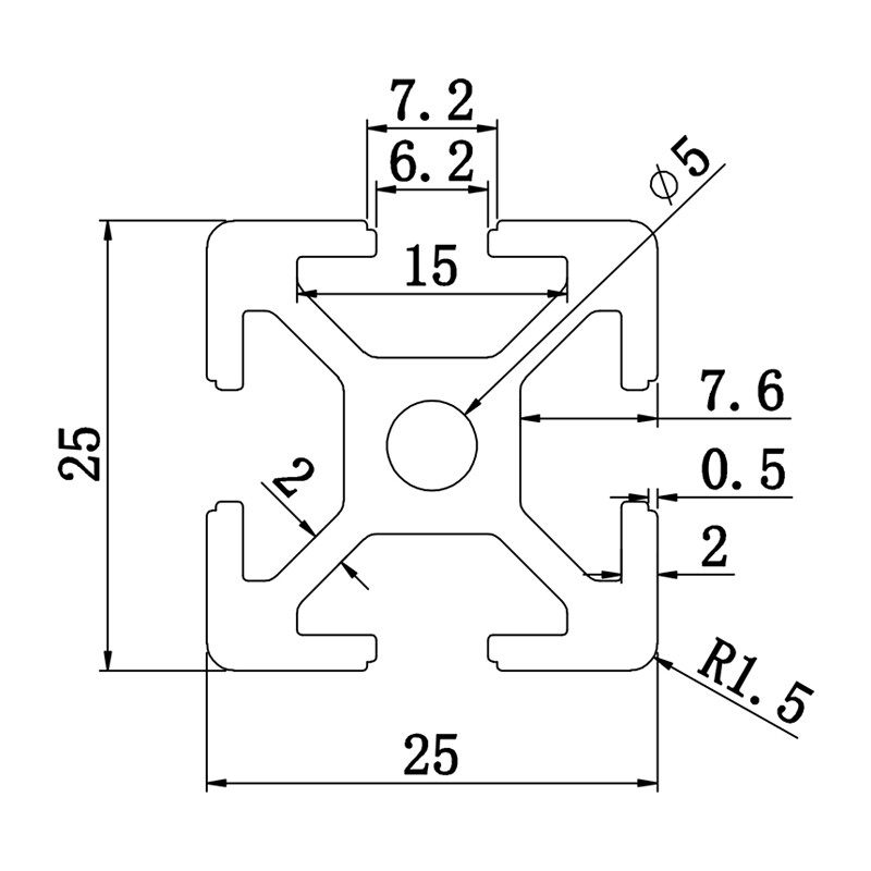 Aluminum slot profile 2525