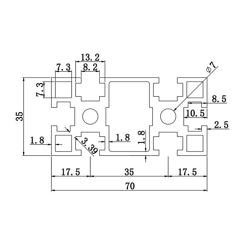 Aluminum slot profile 3570