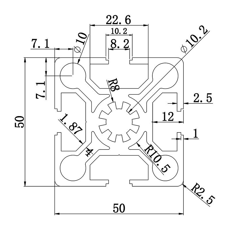 Aluminum slot profile 5050V