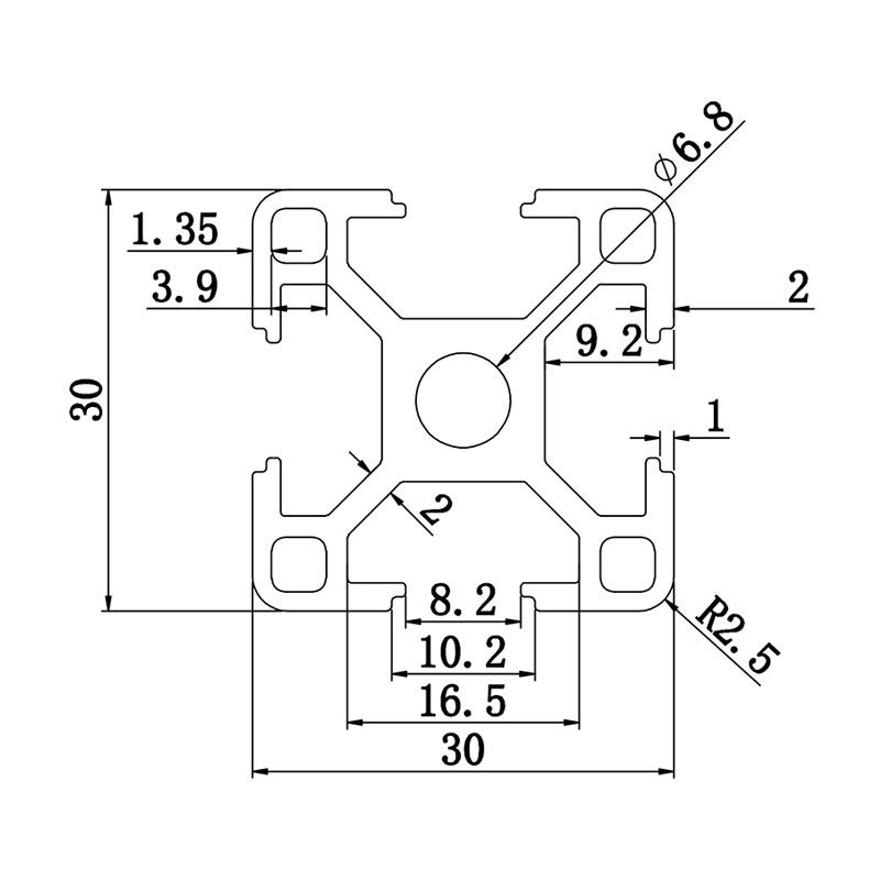 Aluminum slot profile 3030