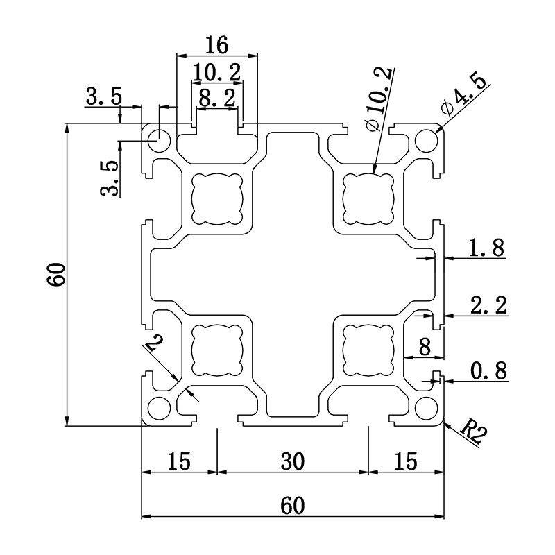Aluminum slot profile 6060L