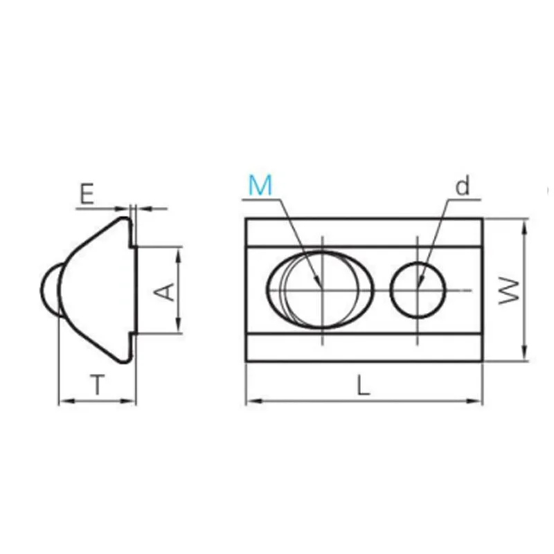304 Half round nut M5-40